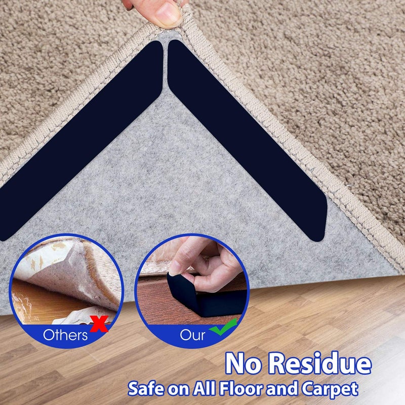 Sollifa 16 Pcs Rug Tape, Dual Sided Washable Removable Prevent Curling Rug Corner Holder, Keep Rug in Place Non Slip Adhesive Rug Stopper for Hardwood Floors and Tile - Image 4